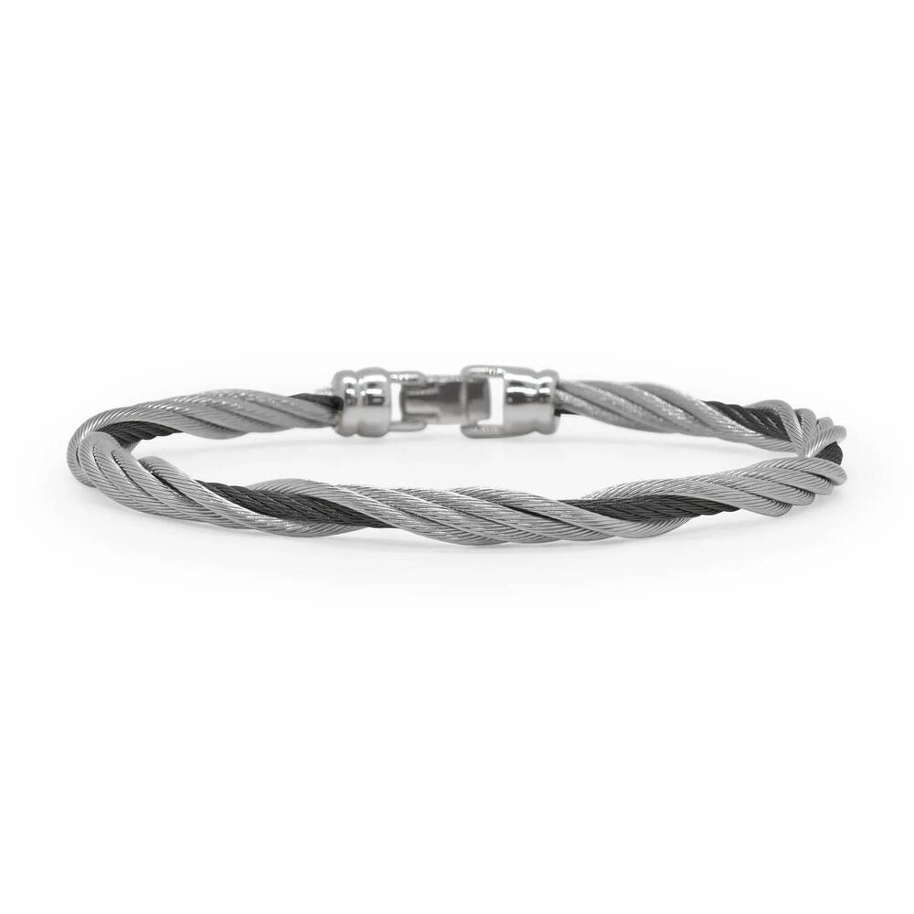 NEW DISC women's modern twist stackable bracelet in black & grey